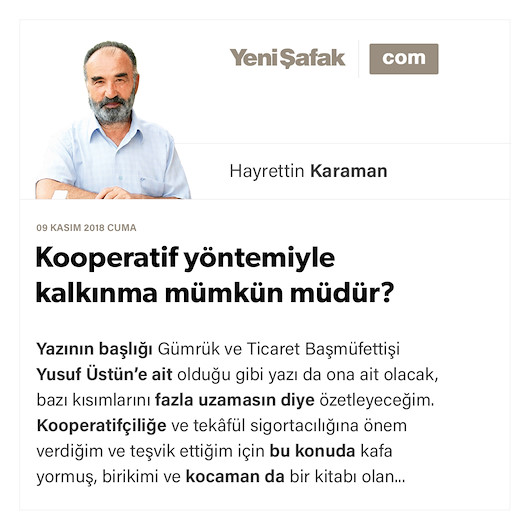 Kooperatif yöntemiyle kalkınma mümkün müdür?
