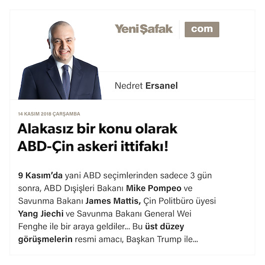 Alakasız bir konu olarak ABD-Çin askeri ittifakı!