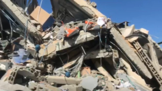 Rubble of ‘al-Aqsa TV’ building following Israeli bombing