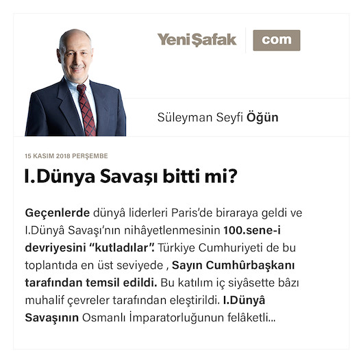 I.Dünya Savaşı bitti mi?