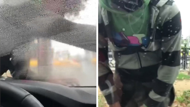İstanbul'un göbeğinde cam silici zorbalığı