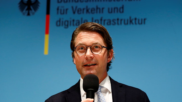  German Transport Minister Andreas Scheuer addresses a news conference in Berlin, Germany.