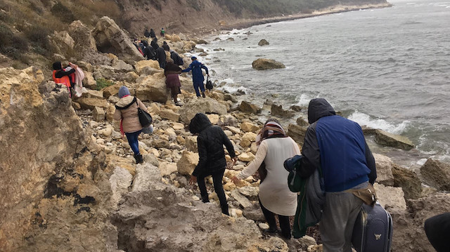 Turkish gendarmerie rescued 57 irregular migrants who were stranded off the coast of western Çanakkale 