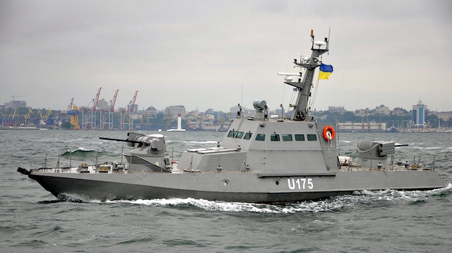 Small armoured artillery ship Berdyansk is seen in Odessa, Ukraine 