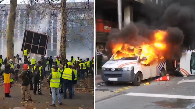 Paristeki protestoların yeni adresi Brüksel alev alev