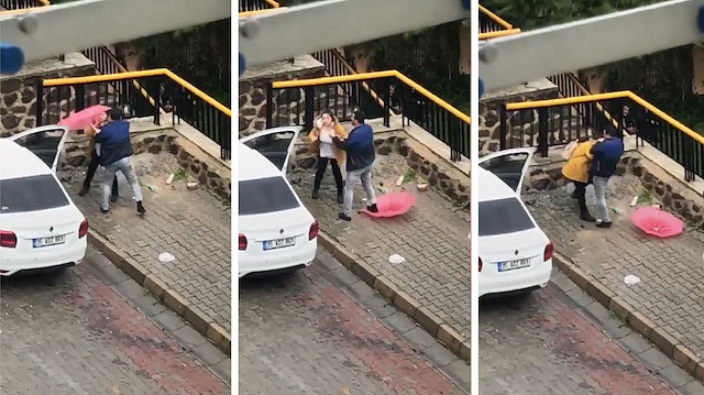 İzmir sokak ortasında kadını darp eden şahsı arıyor!