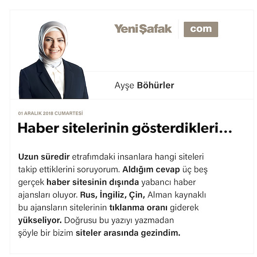 Haber sitelerinin gösterdikleri…