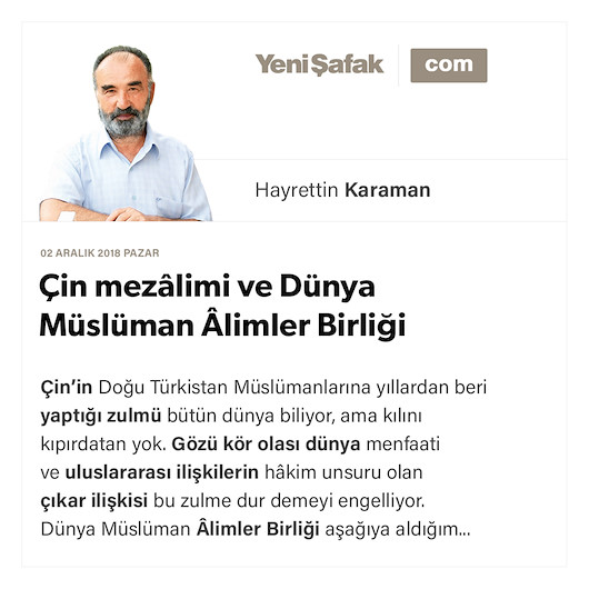 Çin mezâlimi ve Dünya Müslüman Âlimler Birliği