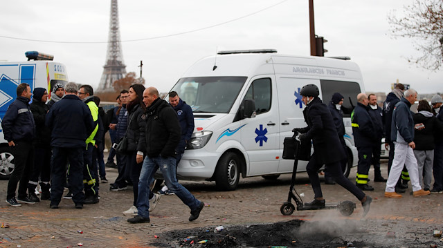 French ambulance drivers stage protest against Macron's reforms