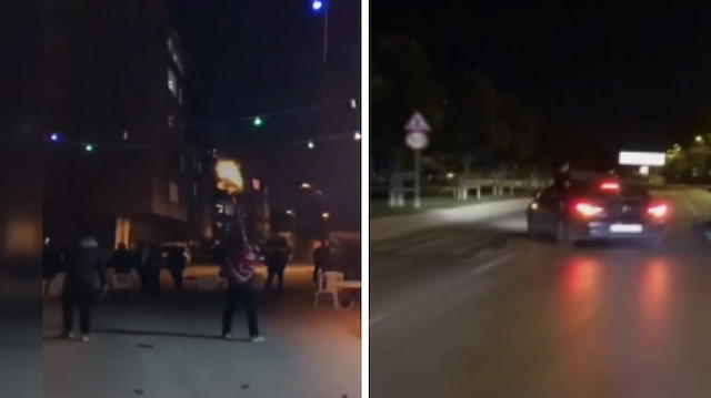 Asker uğurlamasında drift yapıp havaya ateş açtılar
