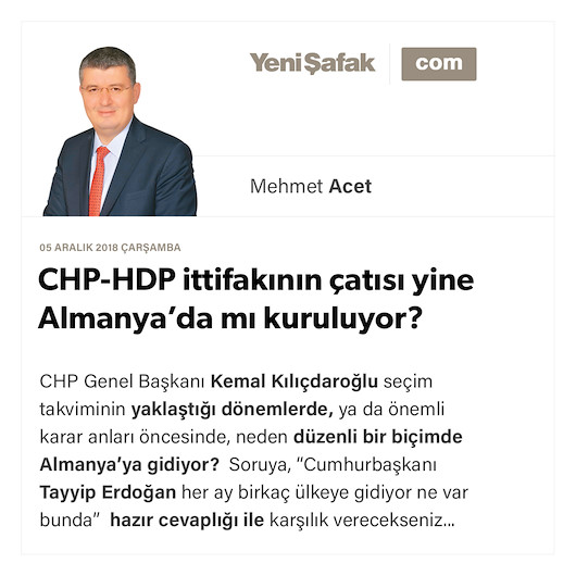 CHP-HDP ittifakının çatısı yine Almanya’da mı kuruluyor?
