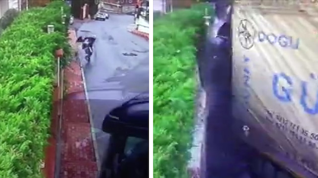 Kontrolünü kaybeden TIR sürücüsü okul yolunda kaza yaptı