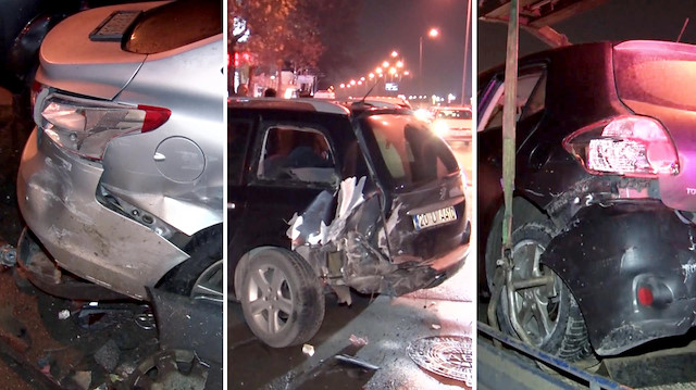Alkollü ve ehliyetsiz sürücü 9 araca çarptı