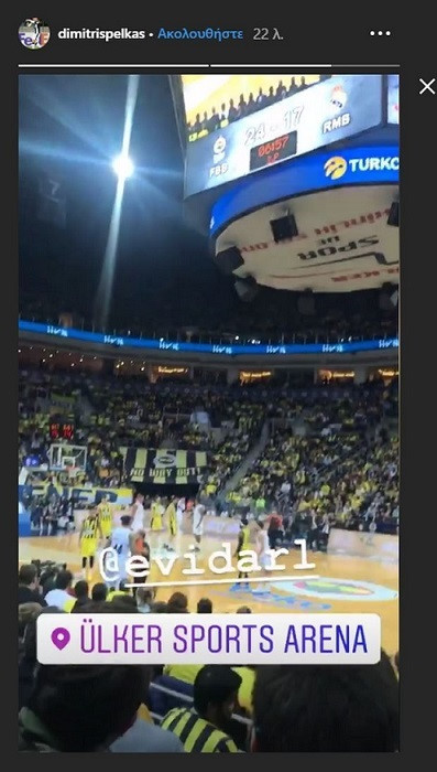 Pelkas, Fenerbahçe Beko-Real Madrid maçını Ülker Salonu'nda izlemiş ve bu paylaşımı yapmıştı.