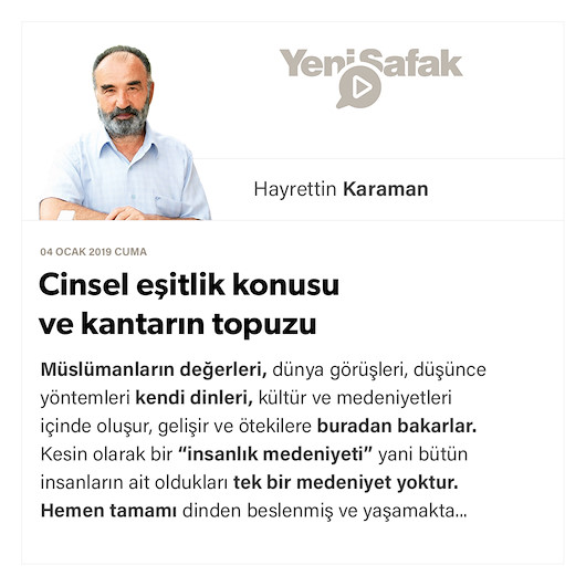 Cinsel eşitlik konusu ve kantarın topuzu