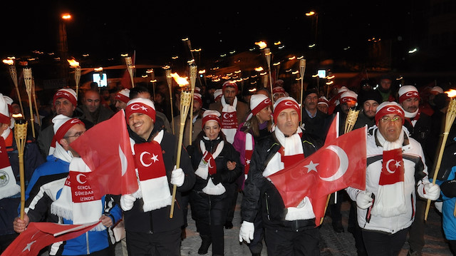 Sarıkamış Şehitleri için meşaleli yürüyüş
