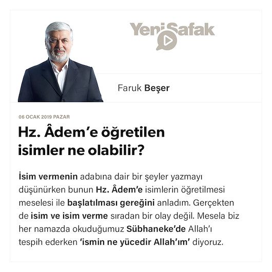 Hz. Âdem’e öğretilen isimler ne olabilir?