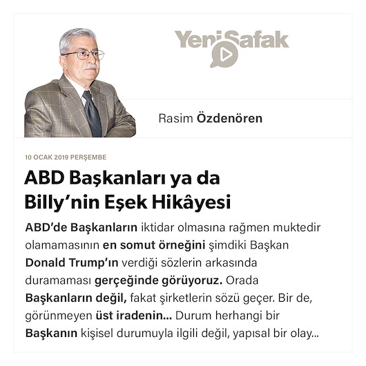 ABD Başkanları ya da Billy’nin Eşek Hikâyesi