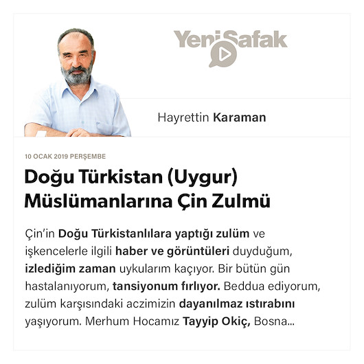 Doğu Türkistan (Uygur) Müslümanlarına Çin Zulmü