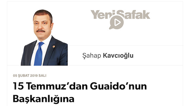 15 Temmuz’dan Guaido’nun Başkanlığına