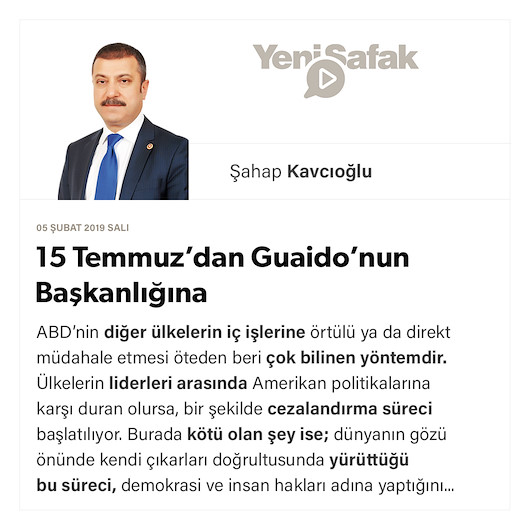 15 Temmuz’dan Guaido’nun Başkanlığına