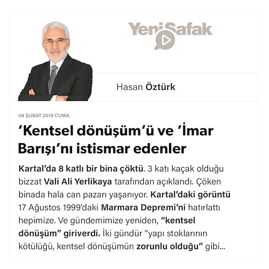 ‘Kentsel dönüşüm’ü ve ‘İmar Barışı’nı istismar edenler