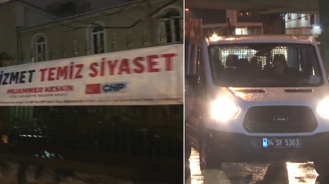 Resmi plakalı araçla CHP afişi astılar