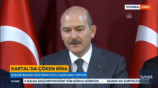 Çöken binayla ilgili acı haberi Bakan Soylu verdi