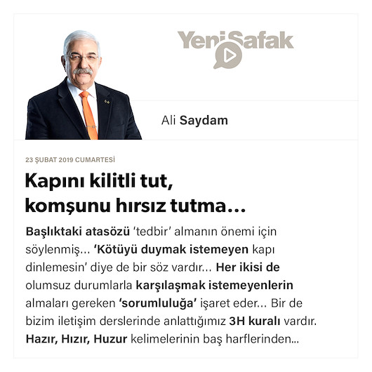 Kapını kilitli tut, komşunu hırsız tutma…