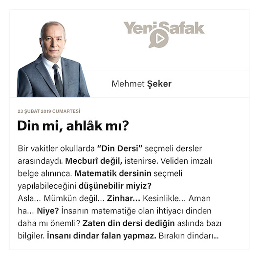 Din mi, ahlâk mı?