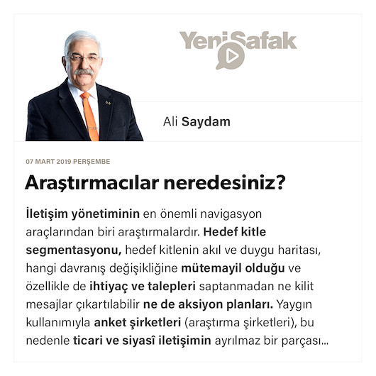 Araştırmacılar neredesiniz?