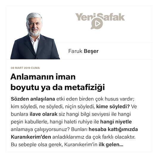 Anlamanın iman boyutu ya da metafiziği