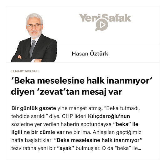 ‘Beka meselesine halk inanmıyor’ diyen ‘zevat’tan mesaj var