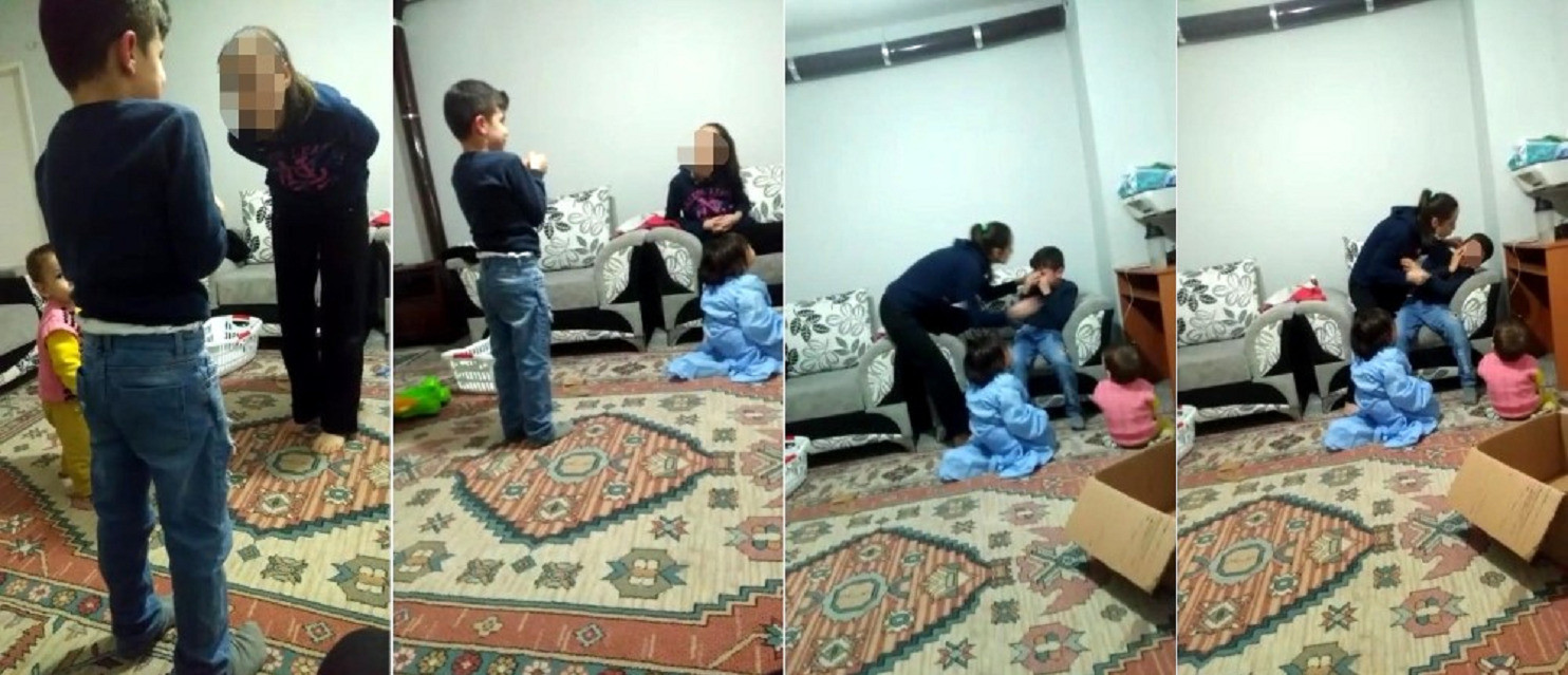 Kadın çocuğunun yanında soyunma görüntüleri yayıldı