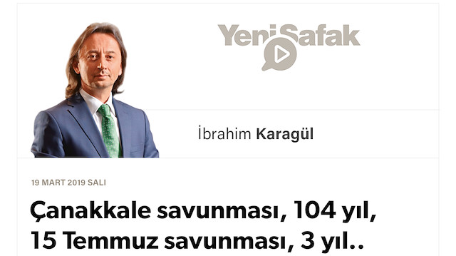 * Çanakkale savunması, 104 yıl, 15 Temmuz savunması, 3 yıl.. * İslâmcı olun, muhafazakâr olun, laik olun, liberal olun.. * Yutkunma dönemi bitti.. Yüzyıllık sabır bitti, bilin..