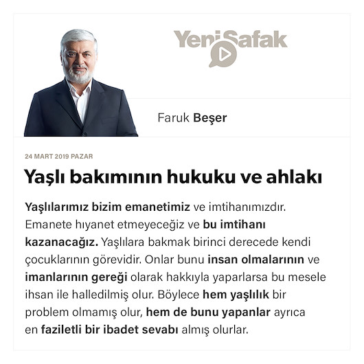Yaşlı bakımının hukuku ve ahlakı