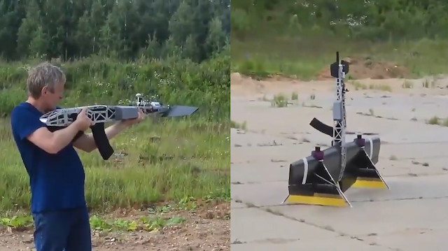 Havada atış yapabilen drone kalaşnikof tanıtıldı