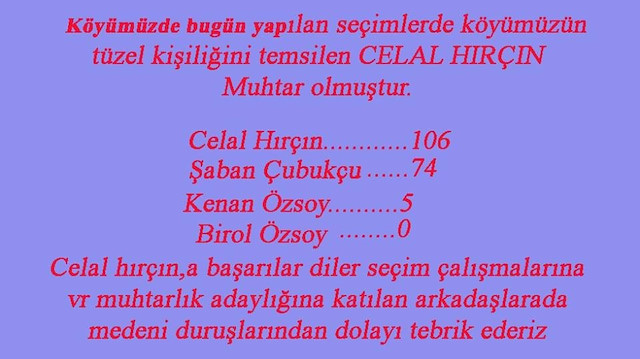 Mumcuoğlu köyü muhtar seçimi