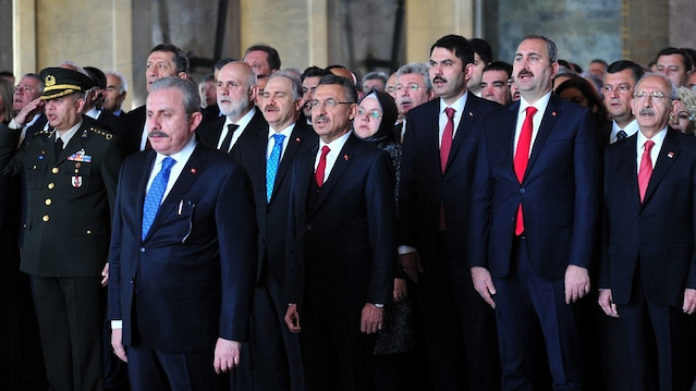TBMM Başkanı Şentop ve devlet erkanı Anıtkabir'de.
