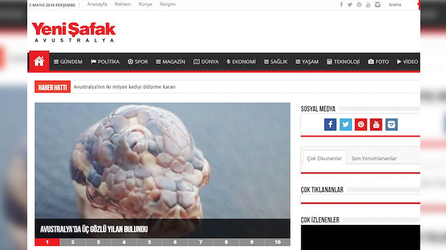 Yenisafak.com.au alan adıyla korsan yayın yapan site.