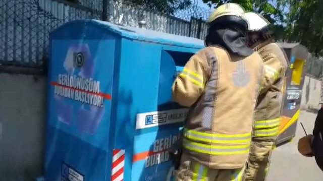 Geri dönüşüm kutusuna düşen çocuğu itfaiye ekipleri kurtardı