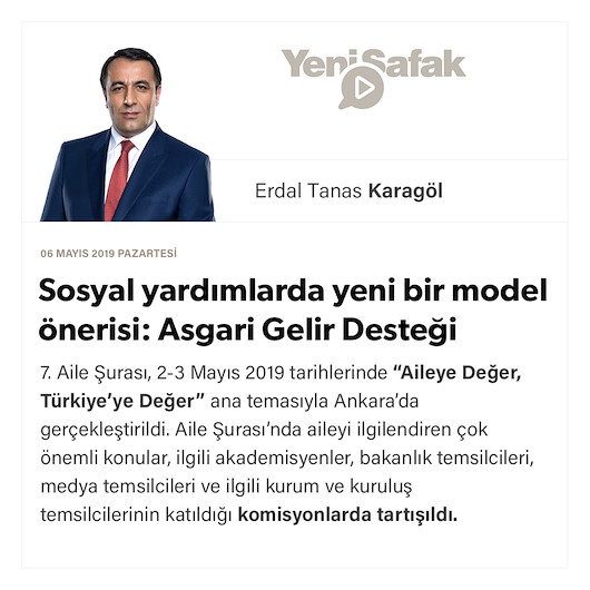 Sosyal yardımlarda yeni bir model önerisi: Asgari Gelir Desteği