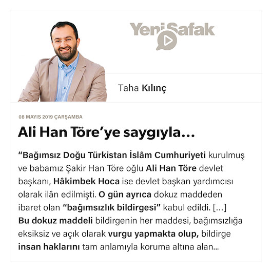 Ali Han Töre’ye saygıyla…