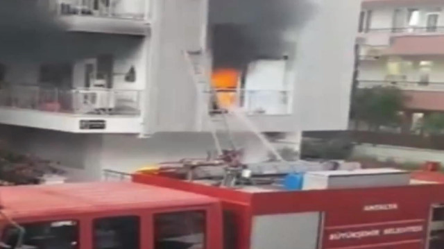 Yangından sonra meydana gelen patlama kamerada