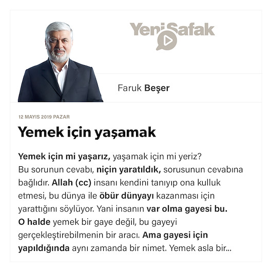 Yemek için yaşamak