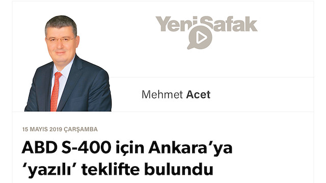 ABD S-400 için Ankara’ya ‘yazılı’ teklifte bulundu