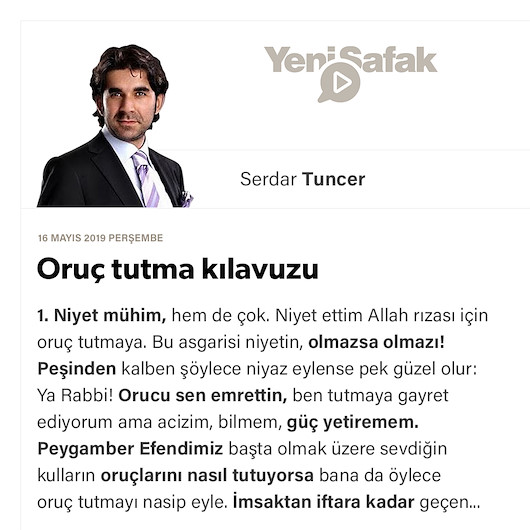 Oruç tutma kılavuzu