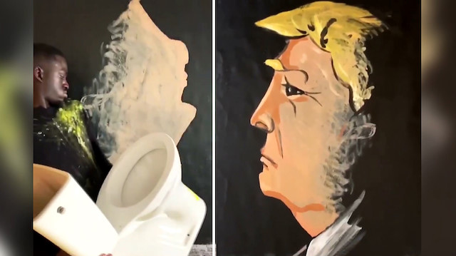 Senegalli sanatçı Trump'ı klozetle resmetti