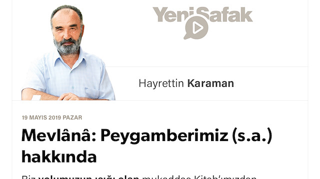 Mevlânâ: Peygamberimiz (s.a.) hakkında