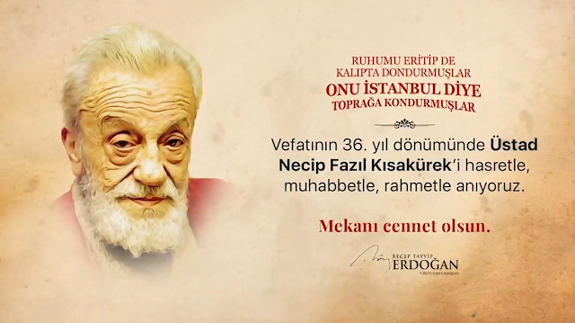 Cumhurbaşkanı Erdoğandan Necip Fazıl paylaşımı